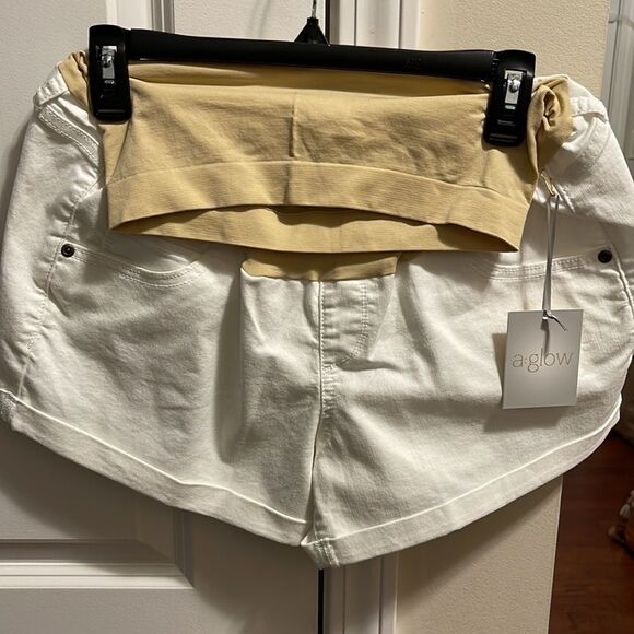 a:glow Maternity White Jean Shorts size 14 - Picture 3 of 5